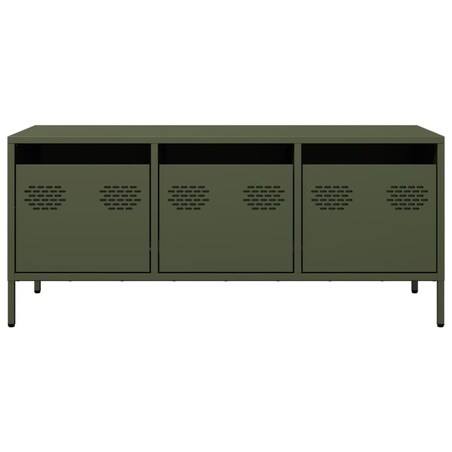 vidaXL Szafka RTV, oliwkowa, 101,5x39x43,5 cm, stal walcowana na zimno