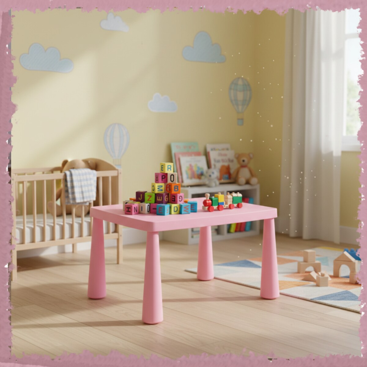 Stolik dla dzieci różowy plastikowy do pokoju dziecka dziecięcy