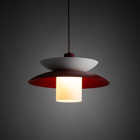 Lampa Wisząca Tk Lighting Verado Burgundowa Biała Metalowa Z Kloszem