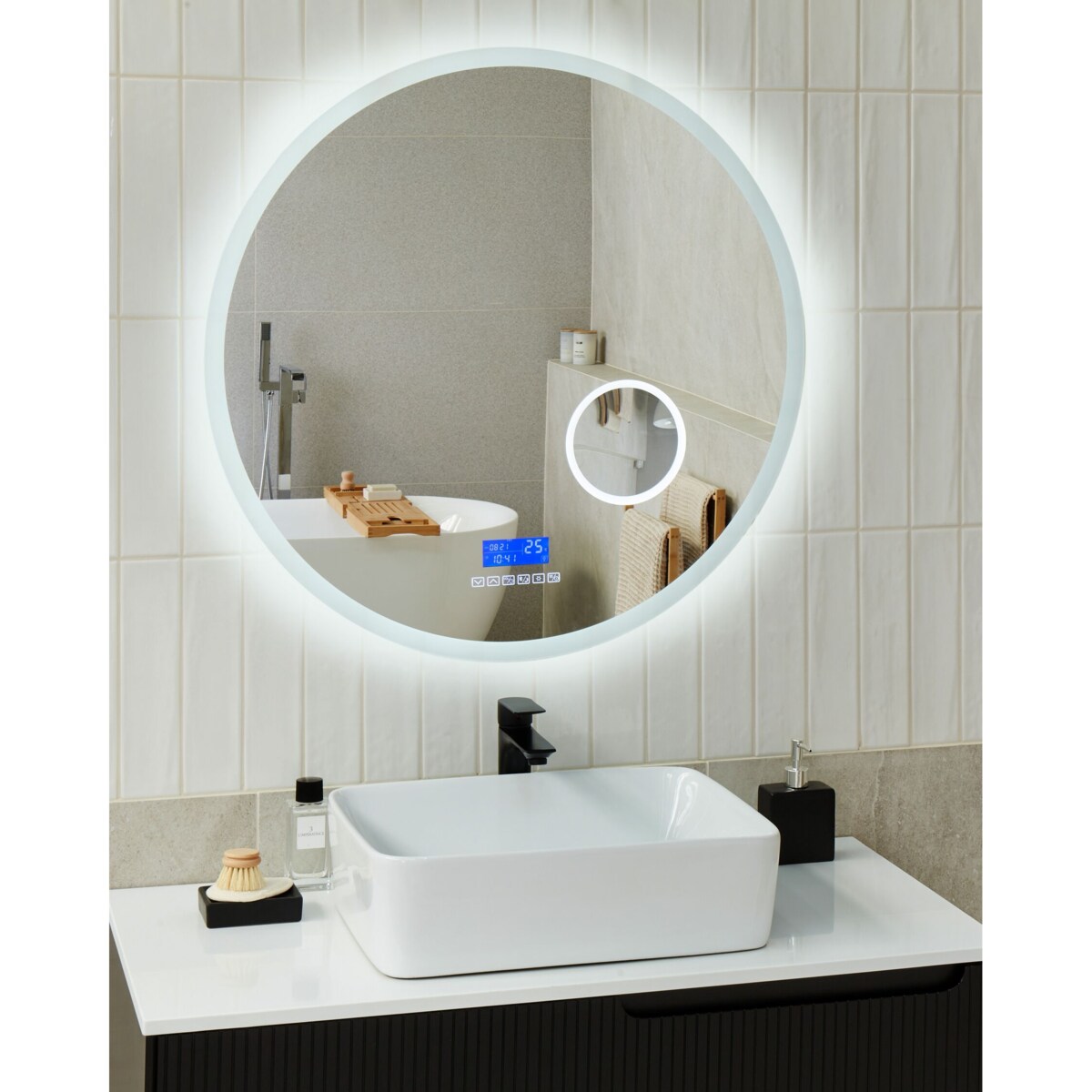 Lustro ścienne LED z głośnikiem Bluetooth 80 cm srebrne FIXIN