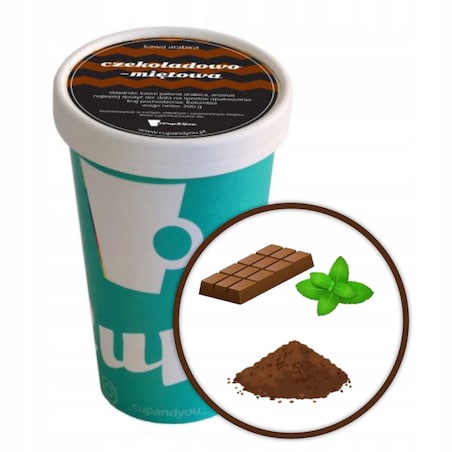 Kawa aromatyzowana smak CZEKOLADA z MIĘTĄ mielona KUBEK PREMIUM 200g - kawa smakowa deserowa