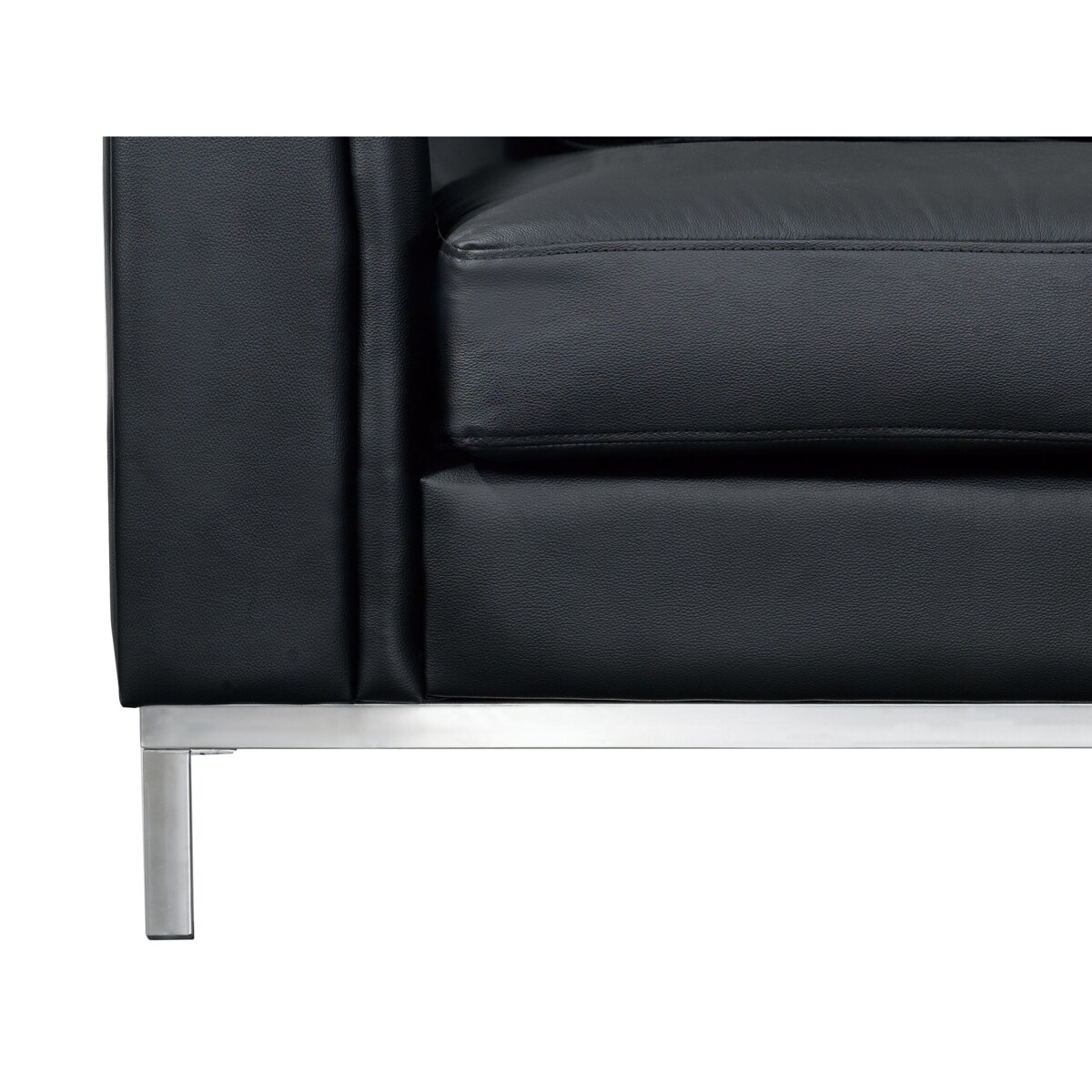 Narożnik z otomaną 5-osobowy skórzany lewostronny czarny OSLO