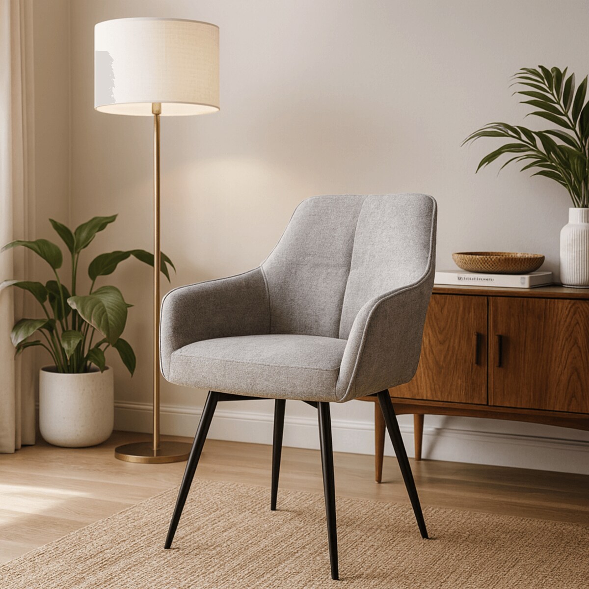 Krzesło Tapicerowane Kuchenne Do Jadalni Salonu Kuchni Szary PALMA