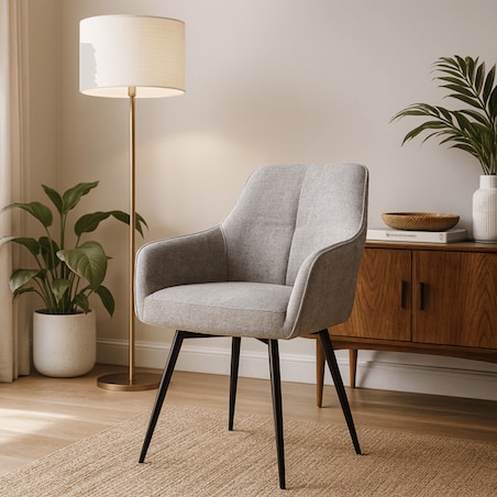 Krzesło Tapicerowane Kuchenne Do Jadalni Salonu Kuchni Szary PALMA