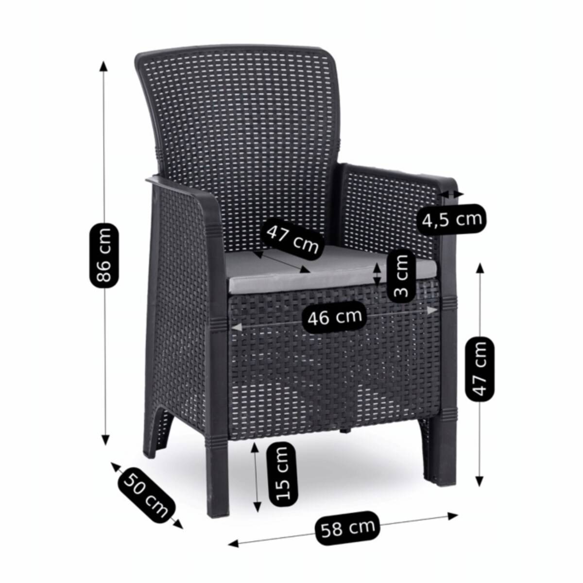 Zestaw Meble Ogrodowe Technorattan Na Taras Ogród Komplet Czarne FRESNO