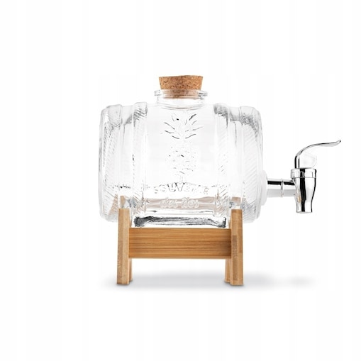 Słoik beczka z kranikiem stojakiem na alkohol soki napoje nalewki piwo 1L