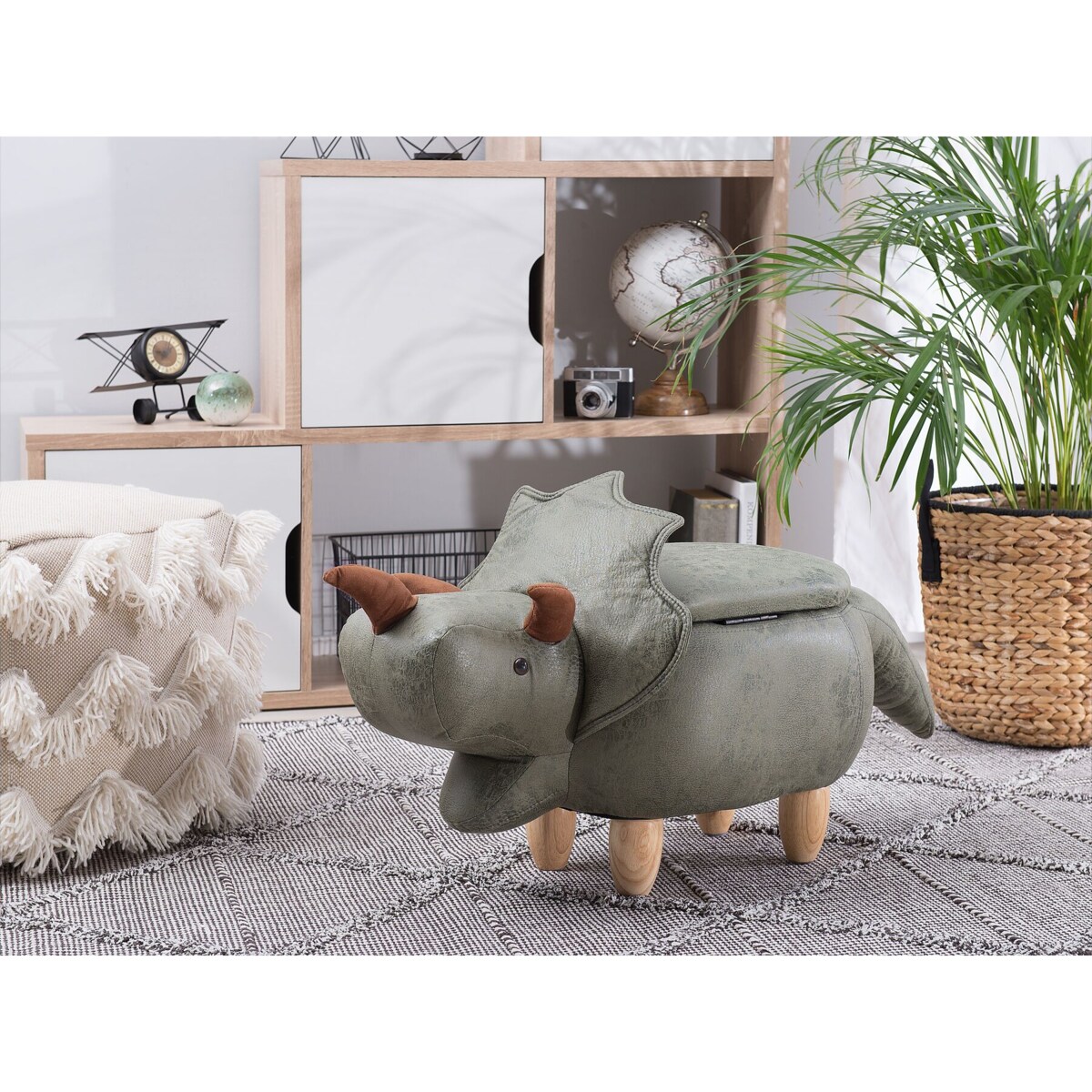 Pufa zwierzak ze schowkiem zielona TRICERATOPS
