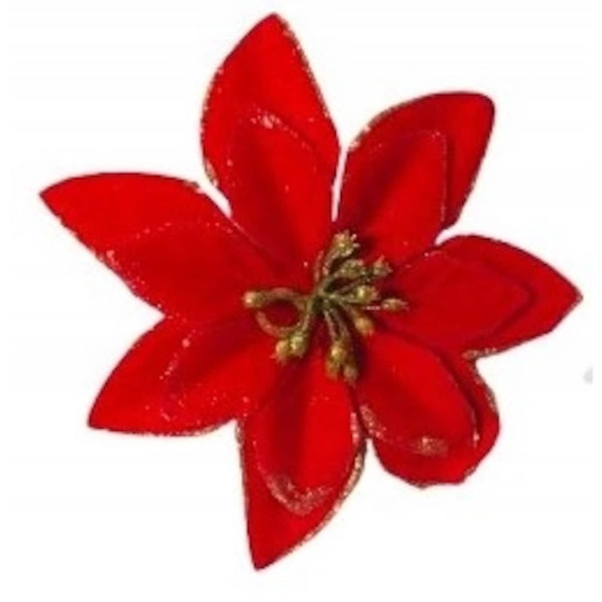 GWIAZDA kwiaty świąteczna do dekorowania stroik 6szt czerwona brokat święta