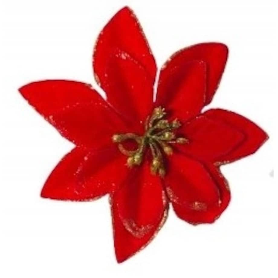 GWIAZDA kwiaty świąteczna do dekorowania stroik 6szt czerwona brokat święta