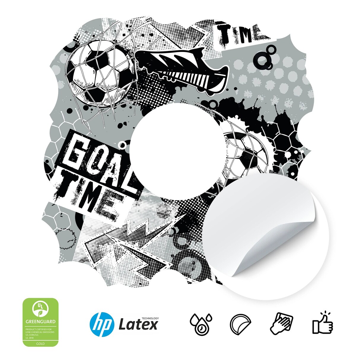 Naklejka Pod Kontakt Do Pokoju Dzieci Piłka Nożna Graffiti Abstrakcja 20x20cm