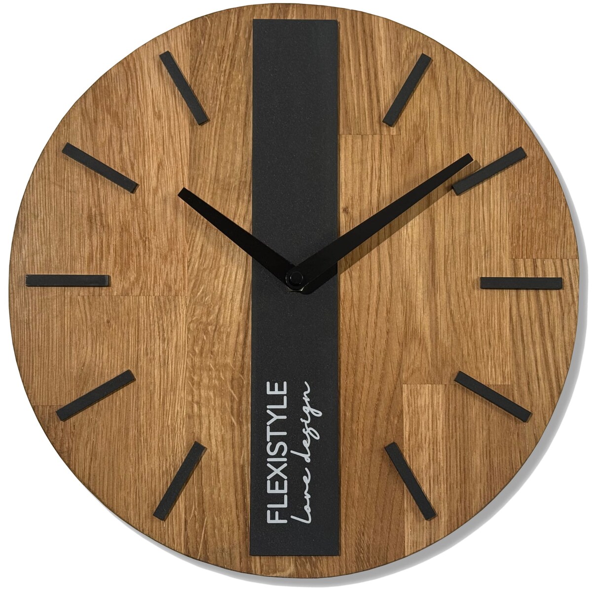 Drewniany zegar na ścianę Dąb Klasyk 30cm czarny