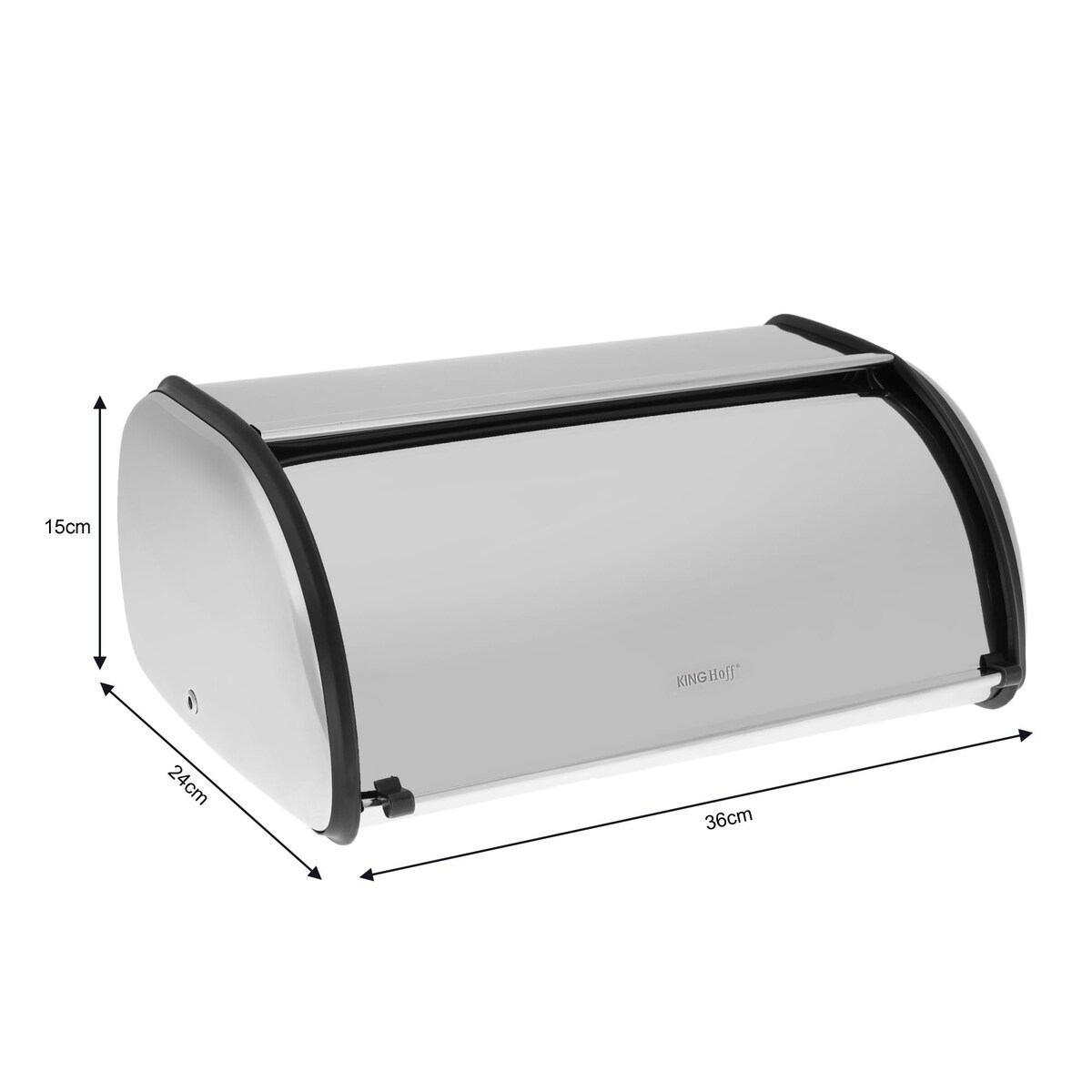 Chlebak stalowy mały 36cm srebrny połysk pojemnik na chleb pieczywo bułki KINGHOFF