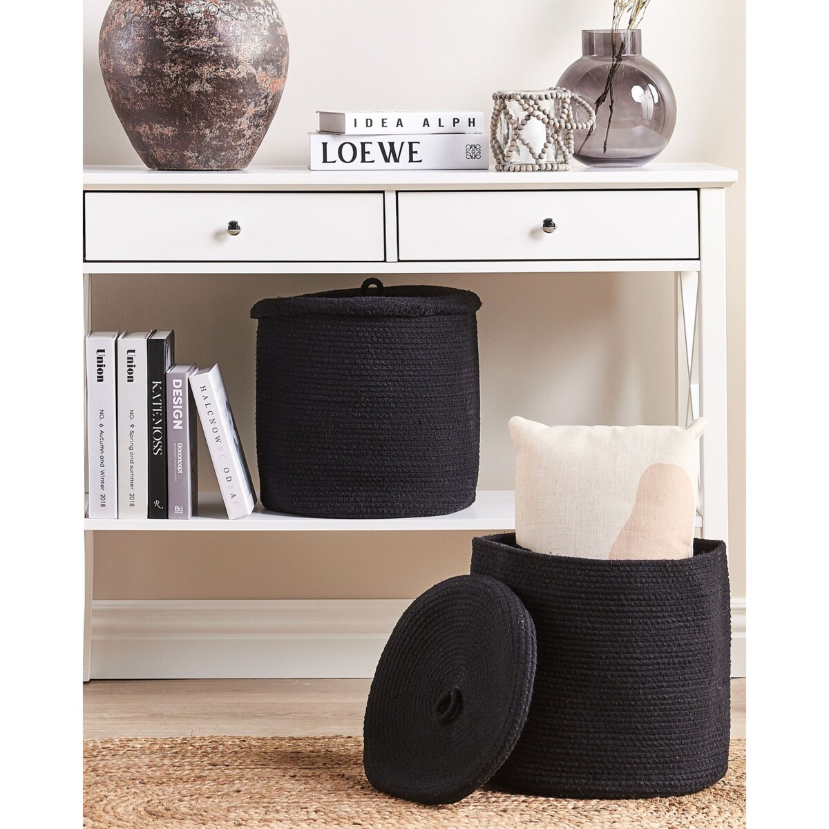 Zestaw 2 koszy bawełnianych czarny SILOPI