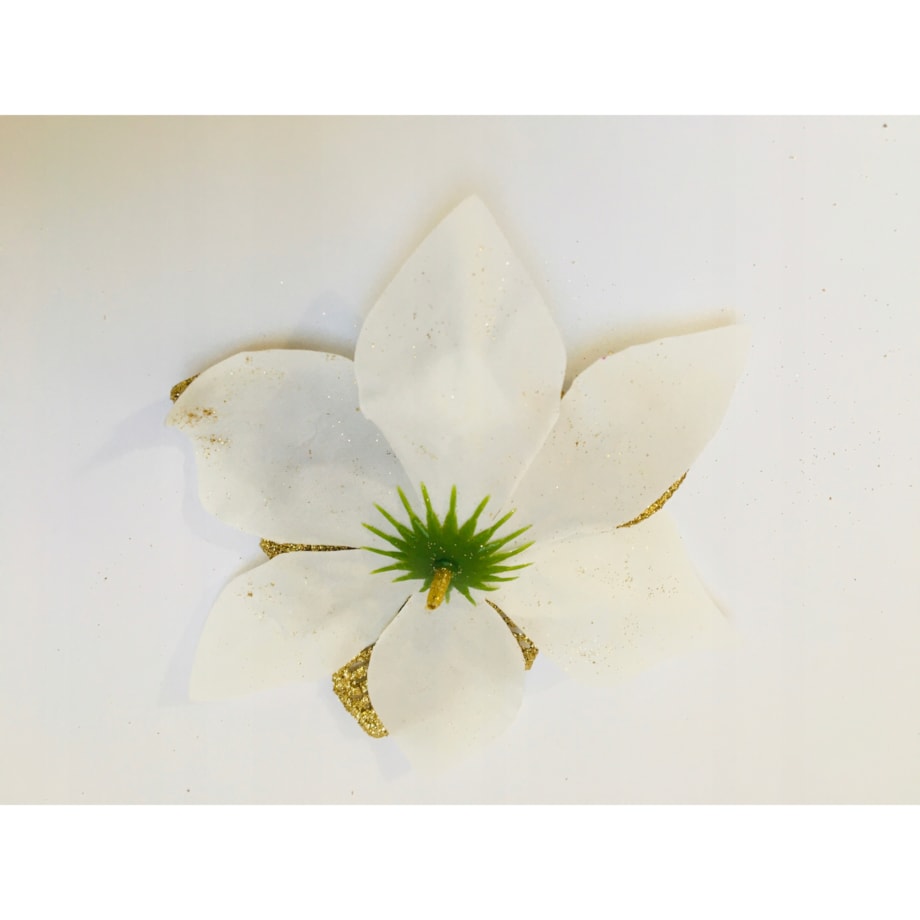 KWIAT GWIAZDA BETLEJEMSKA biała na bukiet święta brokatowa złoty 6szt DEKOR