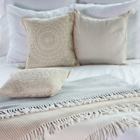 Koc Narzuta Pled miękki na Łóżko Wafel Bawełniany Naturalny 150 x 200 Ciepły