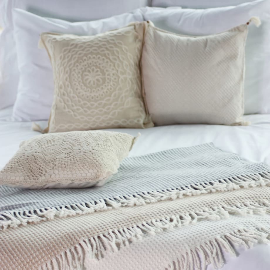 Koc Narzuta Pled miękki na Łóżko Wafel Bawełniany Naturalny 150 x 200 Ciepły