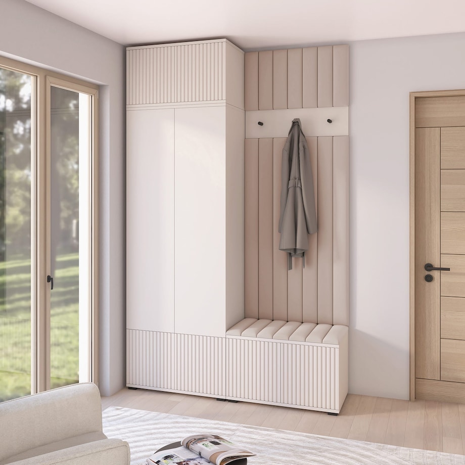 Garderoba ryflowana z panelami Ritmo wersja 4 Trinity 02 Cashmere