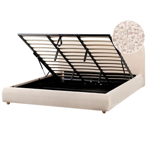 Łóżko z pojemnikiem Boucle BLAGNAC 180 x 200 cm Jasnobeżowy
