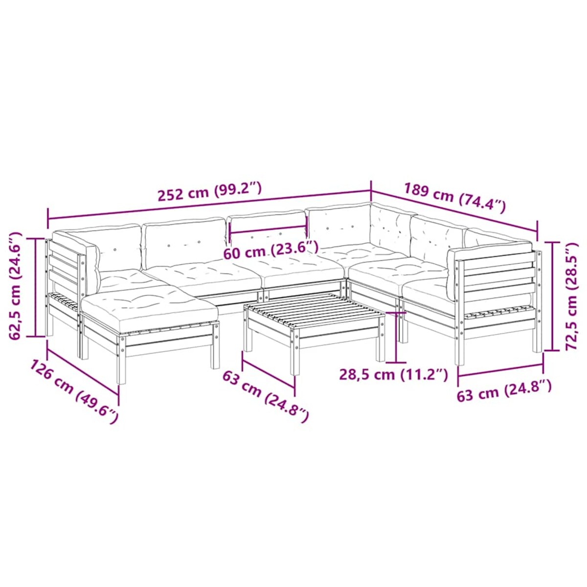 vidaXL 8-cz. zestaw wypoczynkowy do ogrodu, z poduszkami, woskowy brąz