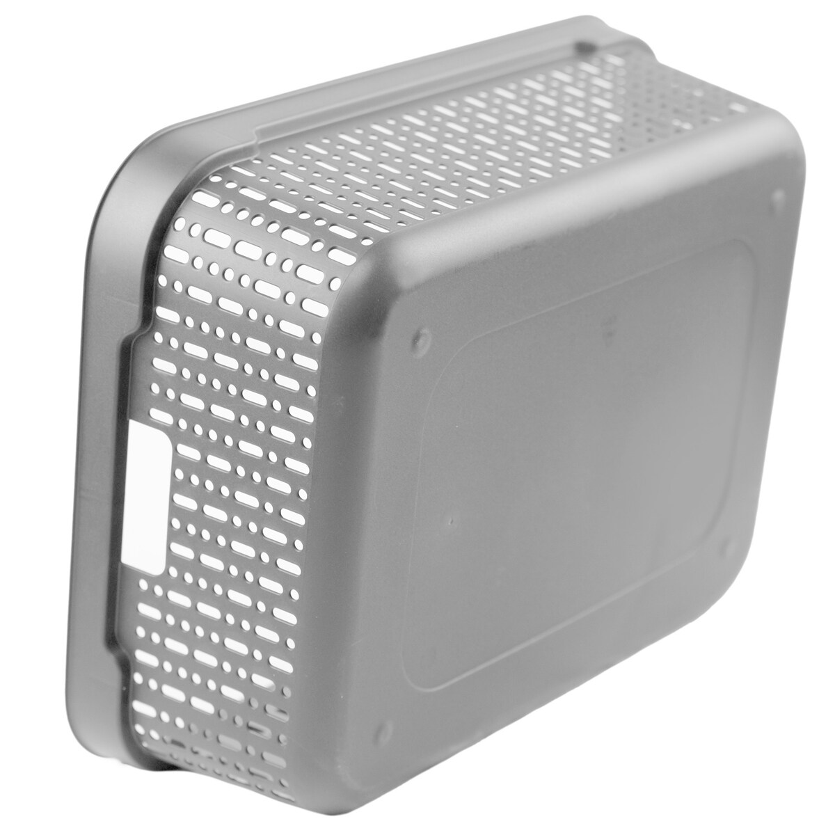 Koszyk Koszyczek Ażurowy XL Plastikowy Na Kosmetyki Do Łazienki Pojemnik Z Pokrywką Zamykany Z Dziurkami Jasnoszary