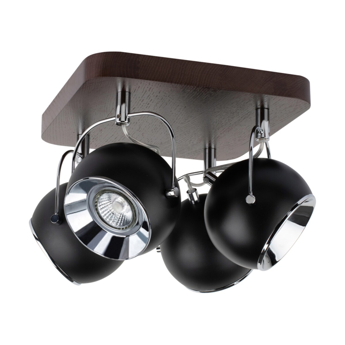 Drewniana Lampa Sufitowa BRITOP Lighting Ball 4xGU10 LED 5W Drewno Bukowe Orzechowe FSC z Akcentem Czerni, Polski Producent, 1 szt.