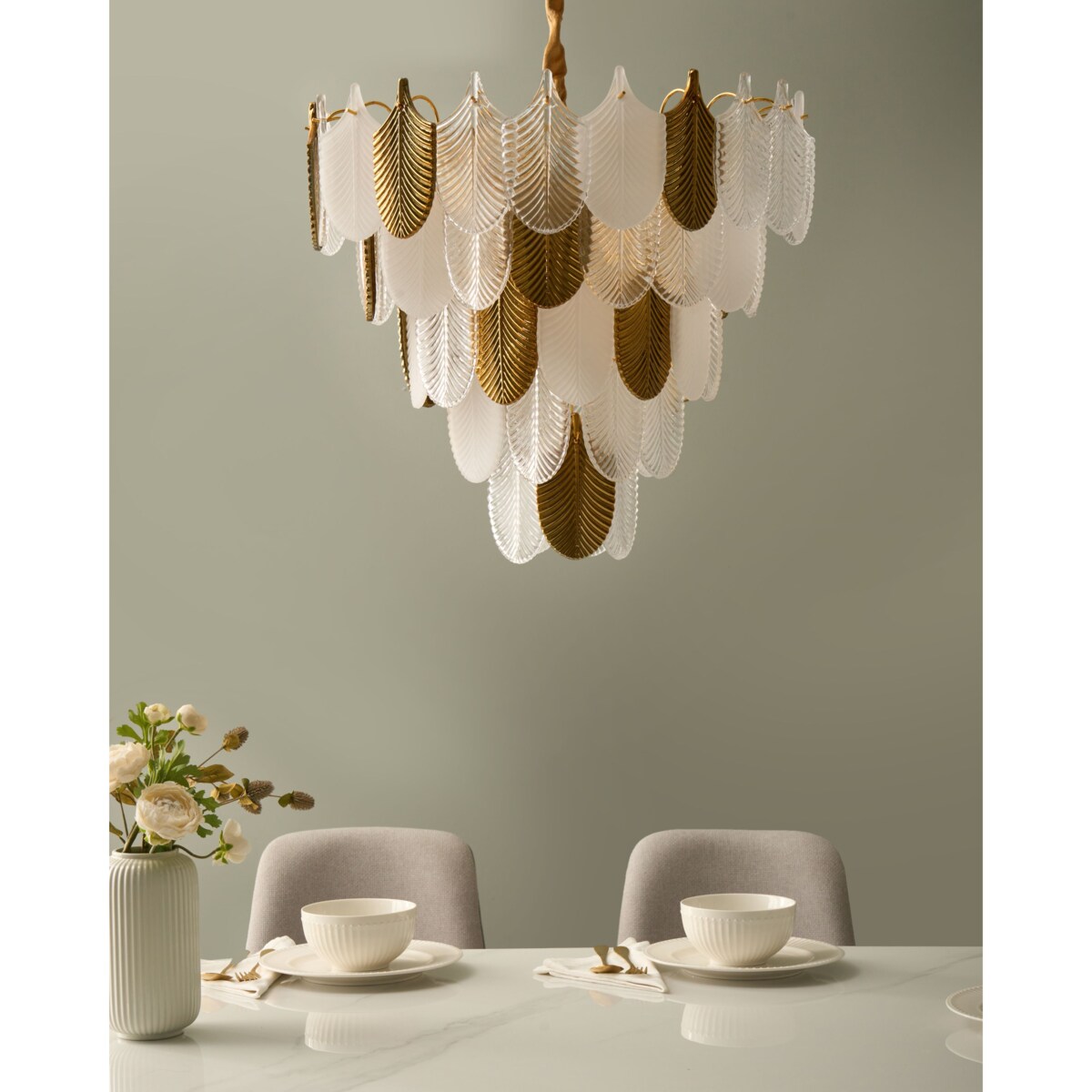 Żyrandol AGUIRRE Szkło Mosiężny