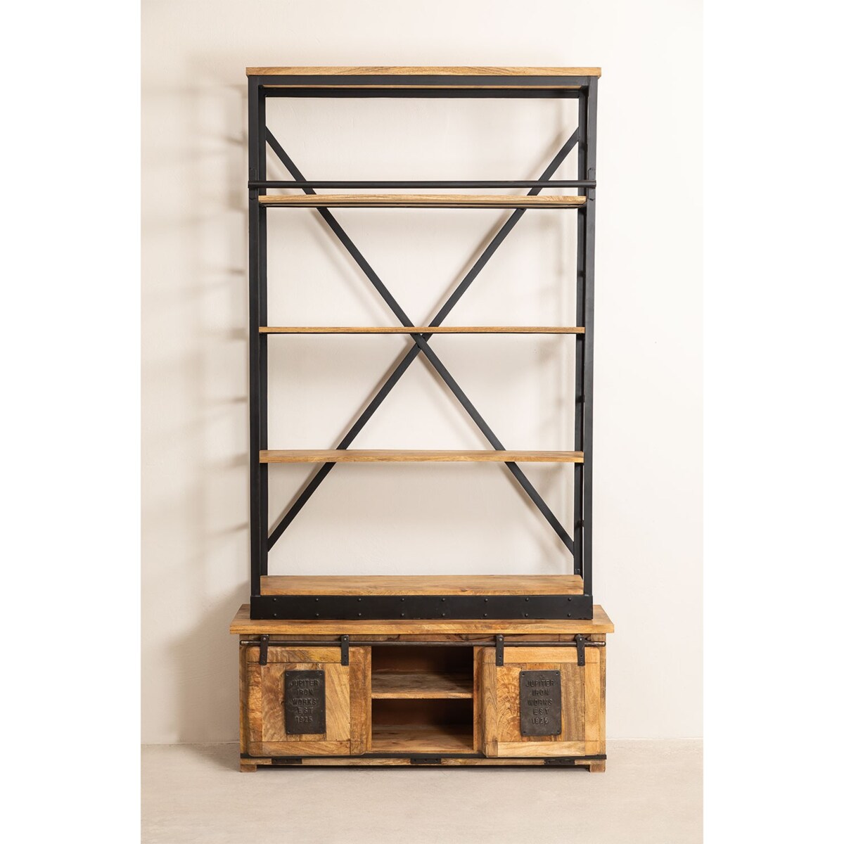 Regał z drabiną drewno mango Elei