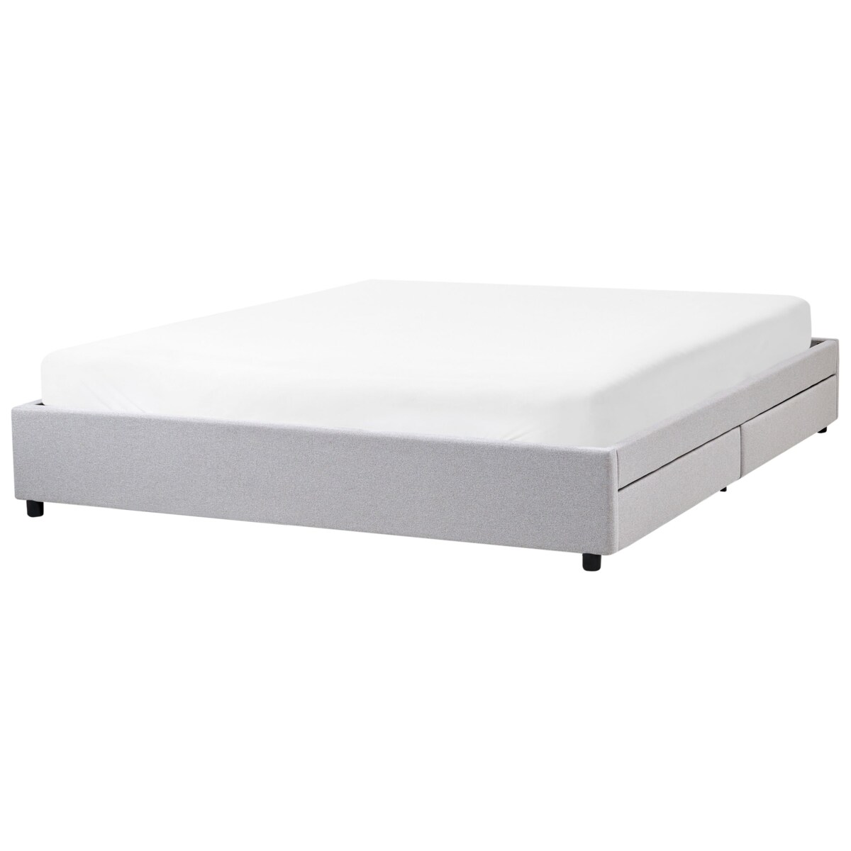 Łóżko z szufladami bez zagłówka PRADES 180 x 200 cm Jasnoszary