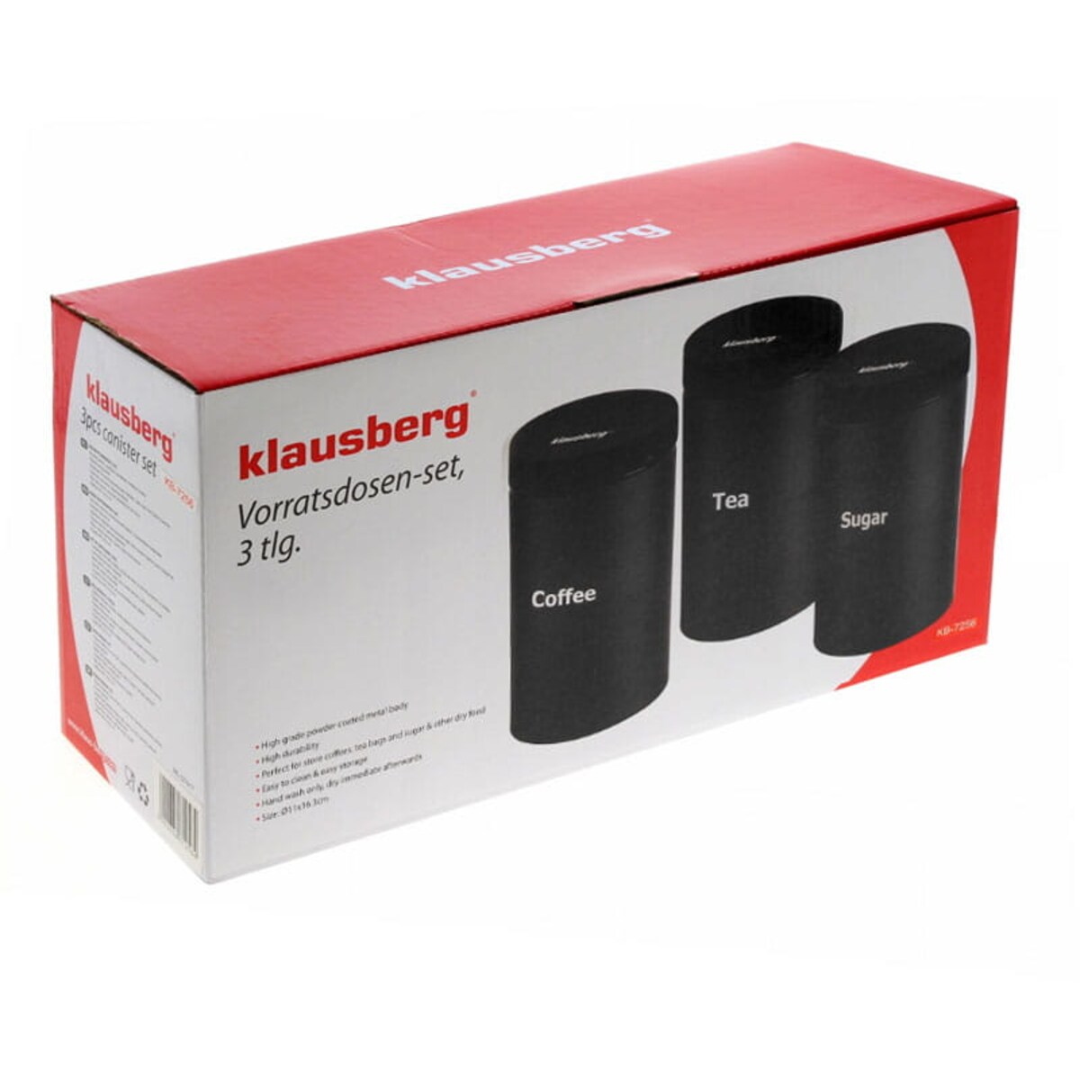 Zestaw 3 pojemników kuchennych czarny KLAUSBERG