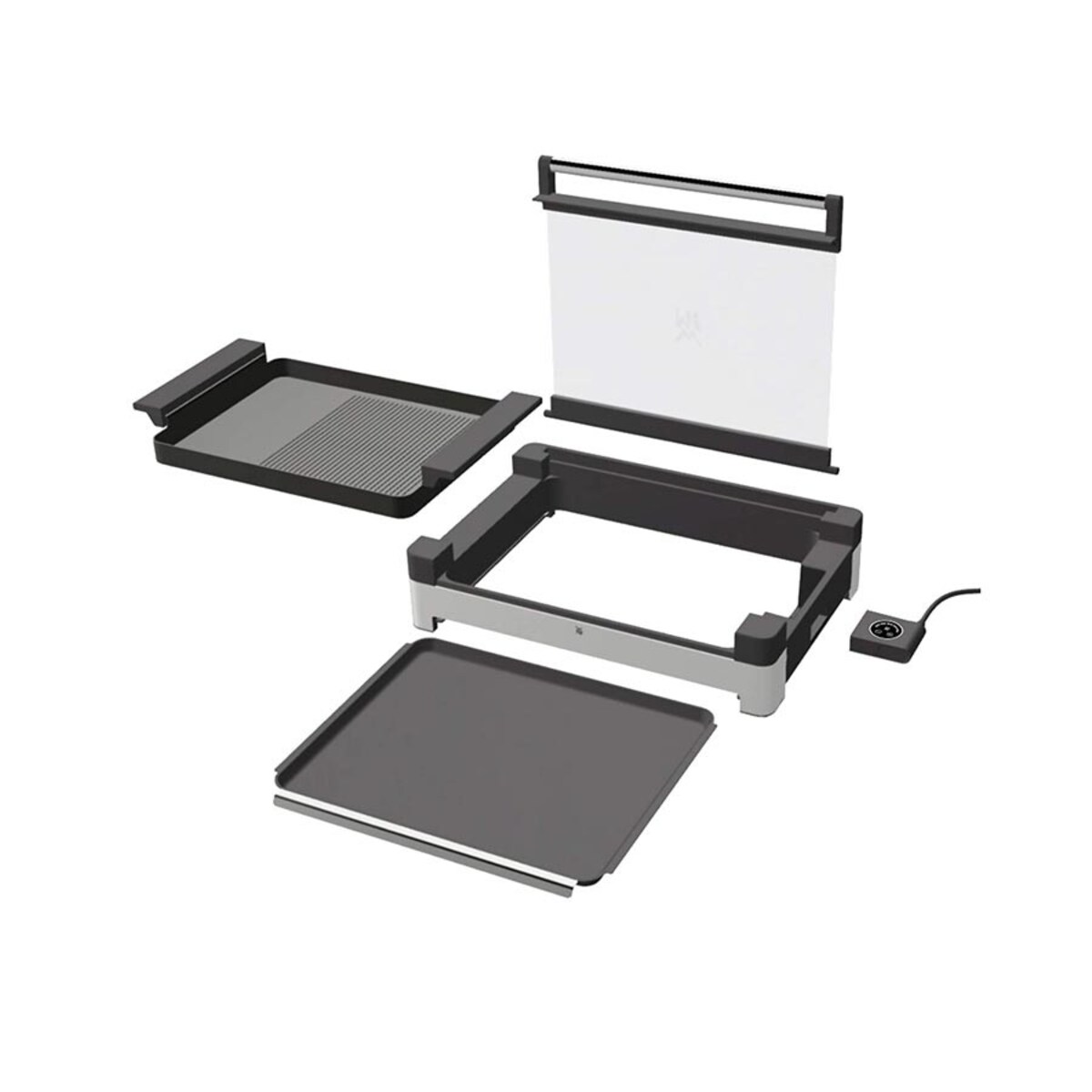 Grill elektryczny stołowy ze szklaną pokrywą Lono, 41.3 x 60 x 11.7 cm, WMF