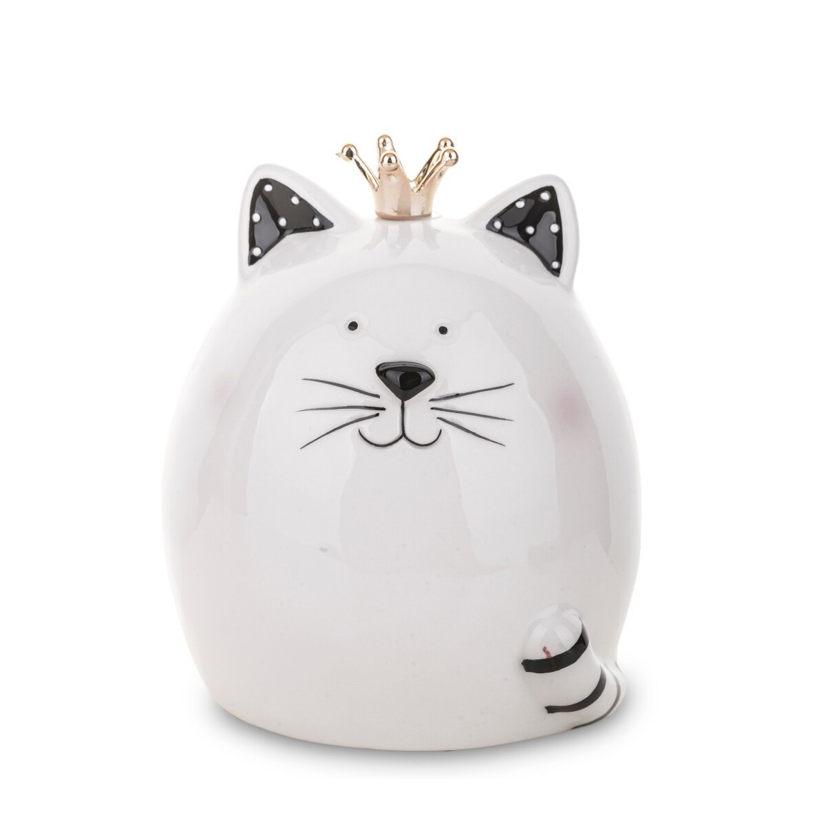 Skarbonka ceramiczna - 12x10x10 cm kotek GATTINO w koronie
