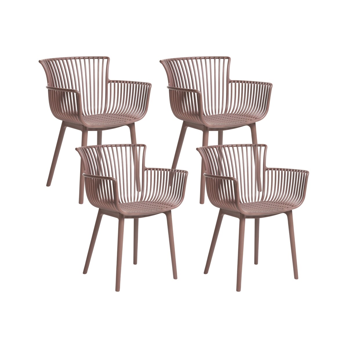 Zestaw 4 krzeseł ogrodowych PESARO Brązowy