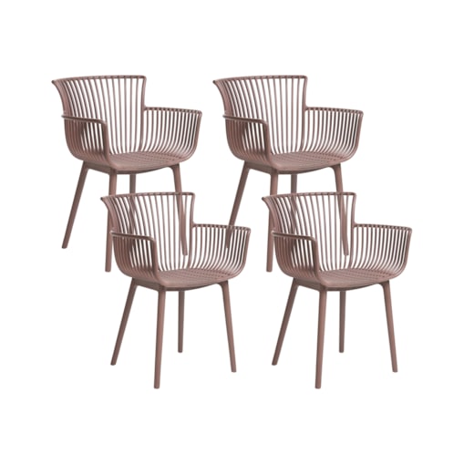 Zestaw 4 krzeseł ogrodowych PESARO Brązowy