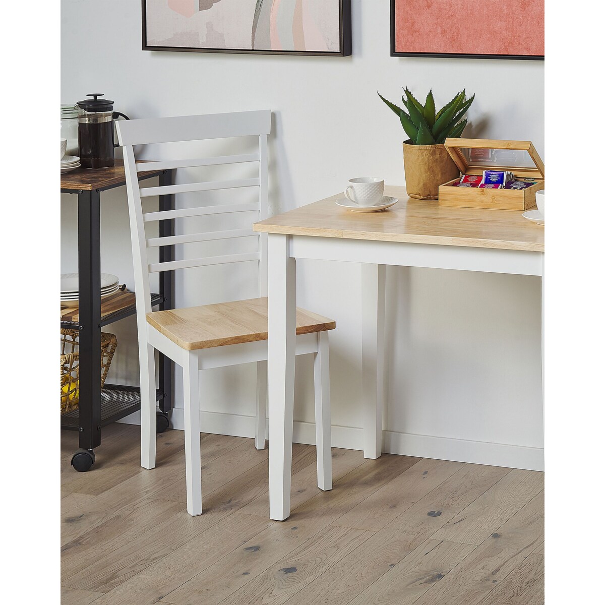 Zestaw 2 krzeseł do jadalni drewniany jasny z białym BATTERSBY