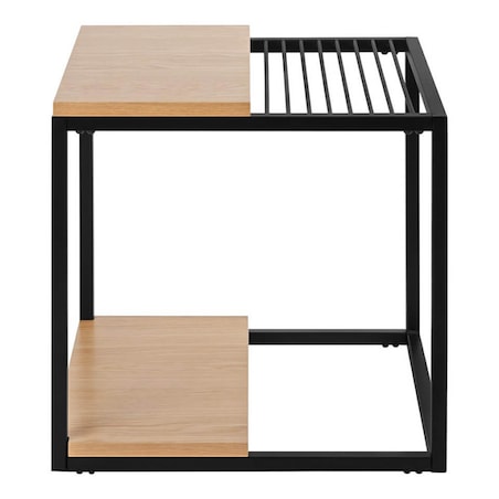 Drewniany stolik Galler 1522 King Home metalowy gazetnik dąb czarny