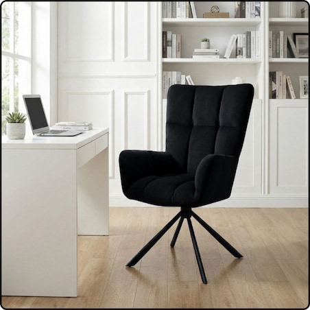 Krzesło tapicerowane obrotowe 180 do salonu jadalni nowoczesne welurowe czarny