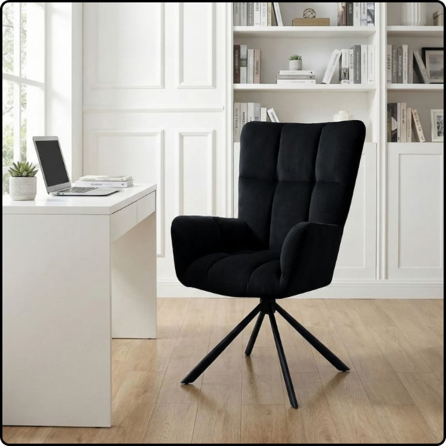Krzesło tapicerowane obrotowe 180 do salonu jadalni nowoczesne welurowe czarny