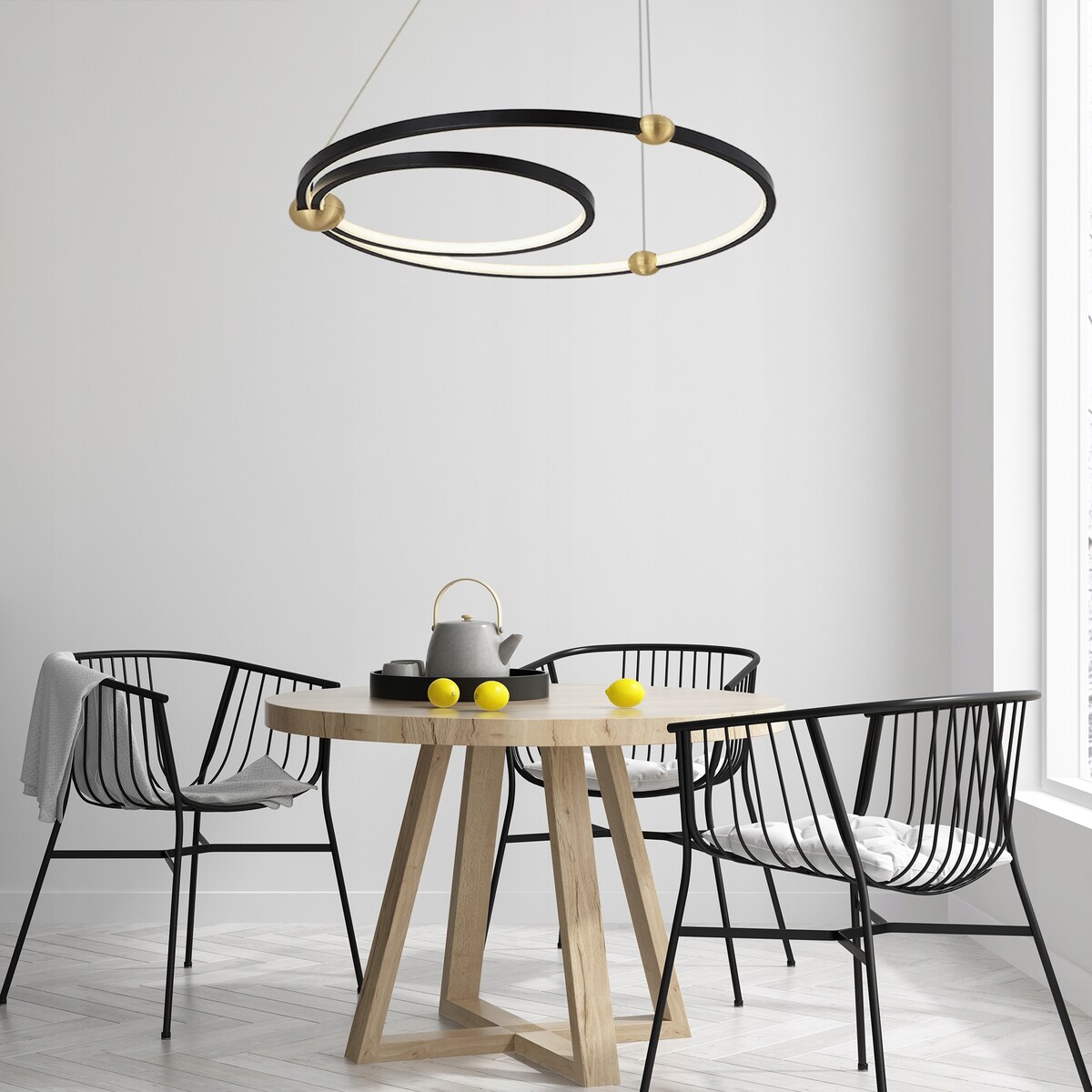 Lampa Wisząca Led Black Ring Czarna + Pilot 30X50