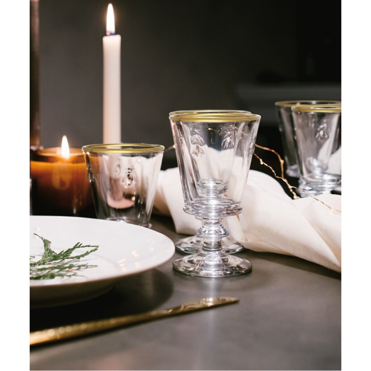 Kieliszki ze Złotą Obwódką 4 szt. 220 ml Abeille