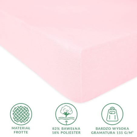 Prześcieradło z bawełny frotte z gumką 180x200 kolor róż kwarcowy