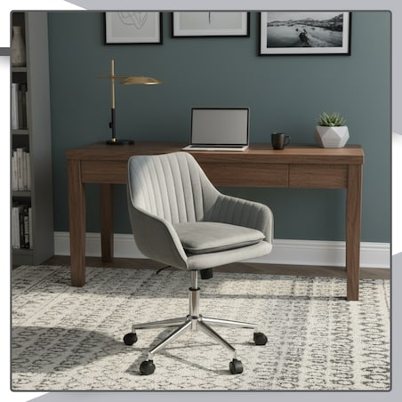 Krzesło biurowe fotel obrotowy welurowy szary do biurka toaletki