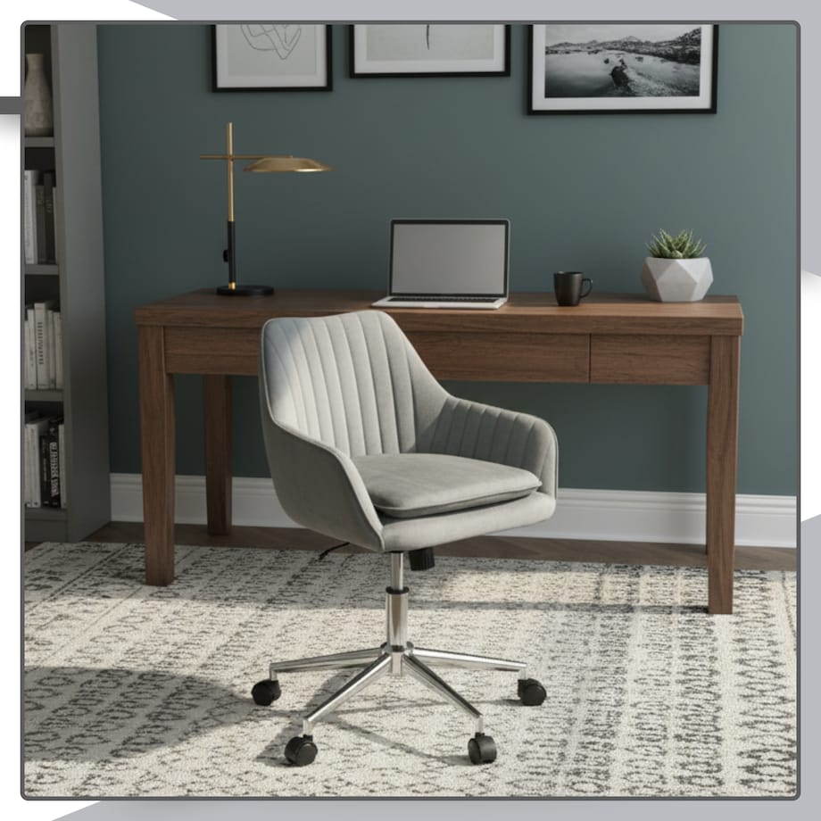 Krzesło biurowe fotel obrotowy welurowy szary do biurka toaletki