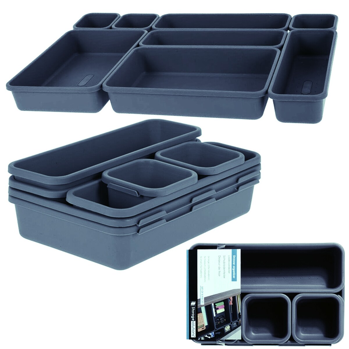 Wkład Do Szuflady Organizer Na Akcesoria Biurowy 8 Elementów Zestaw