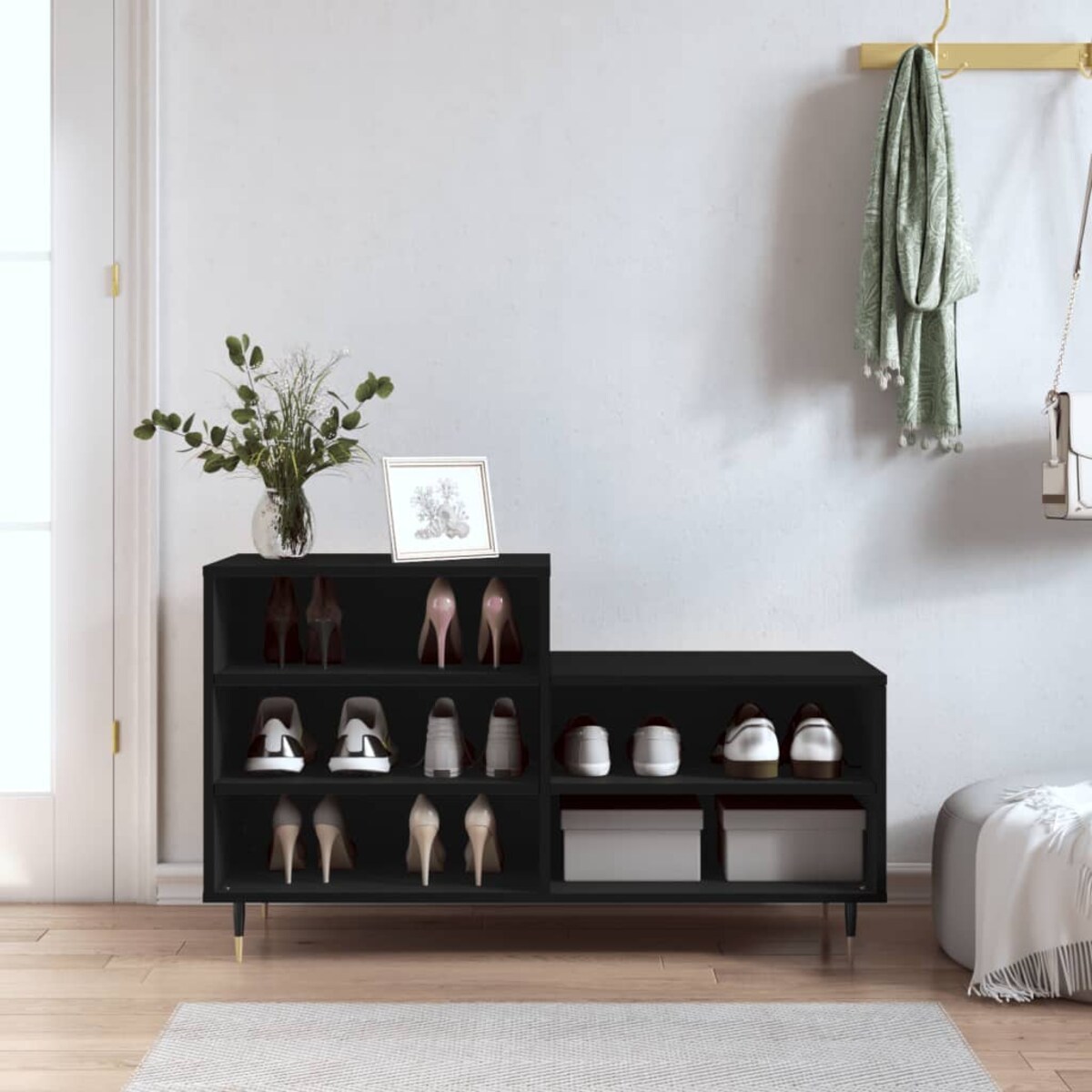 vidaXL Szafka na buty, czarna, 102x36x60 cm, materiał drewnopochodny