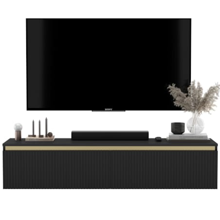 Nowoczesna Wisząca Szafka RTV Glamour Komoda RTV Czarny Mat 140 cm