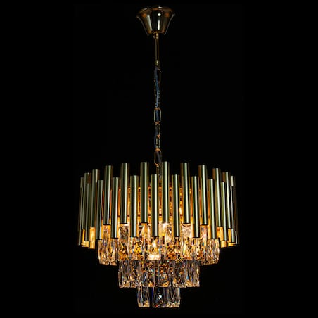 Kryształowa lampa wisząca Bari 6230/4 TR glamour okrągła złota