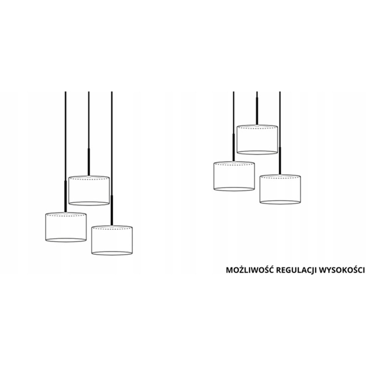 Lampa wisząca zwis żyrandol sufitowa z abażurami walec JAZZ Z3