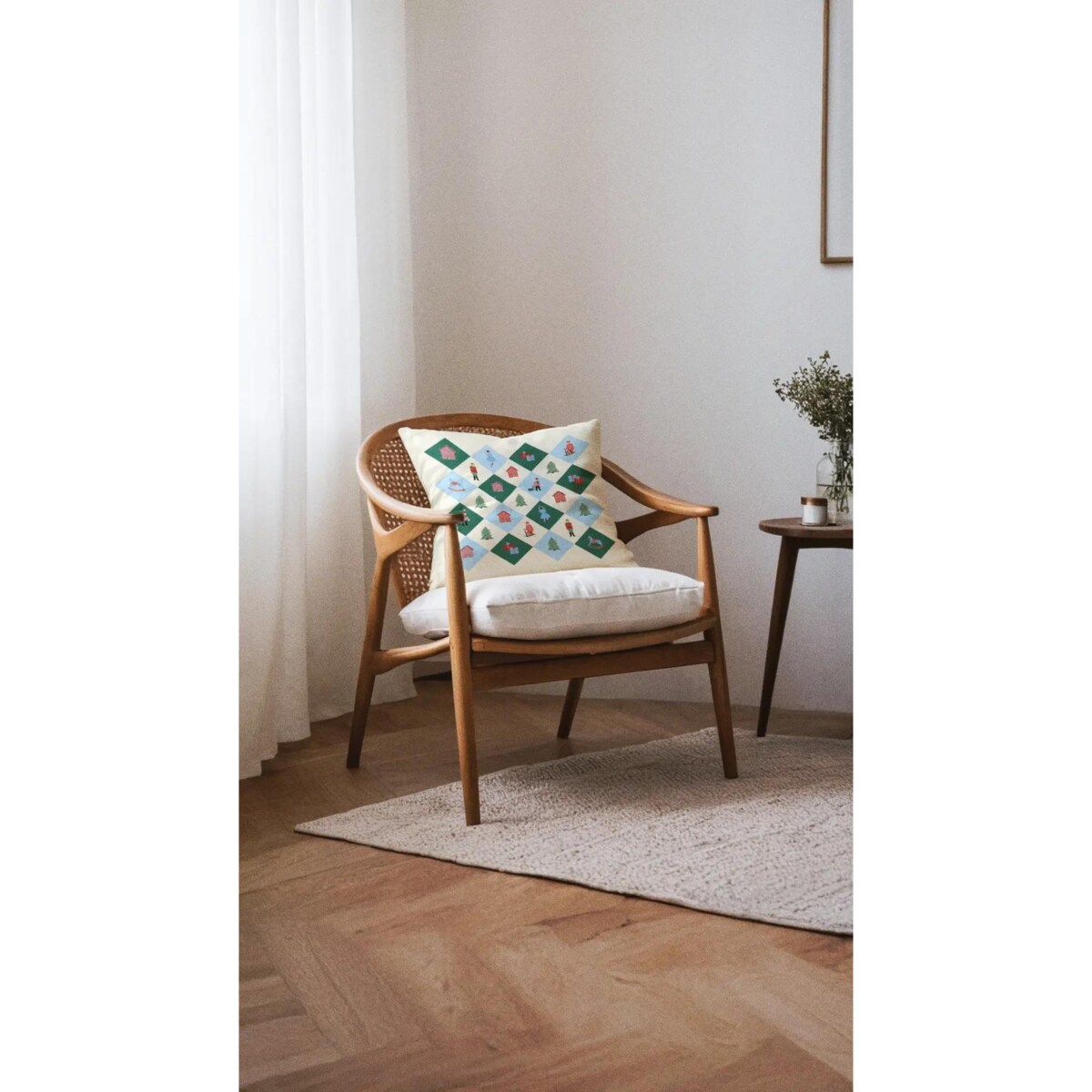 Poduszka świąteczna - Retro wieniec 45x45 cm