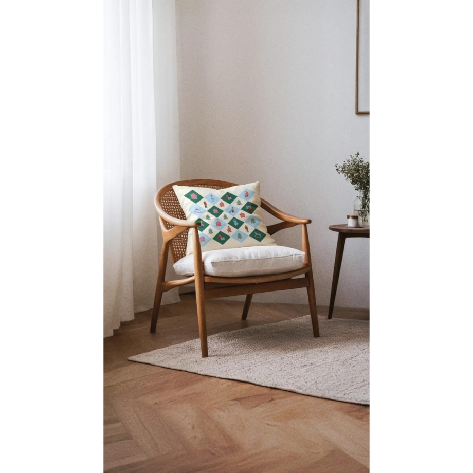 Poduszka świąteczna - Retro wieniec 45x45 cm