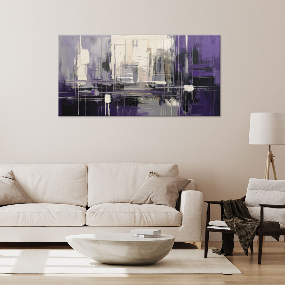 Feeby Obraz do salonu, Abstrakcja Geometryczna Fiolet 120x60